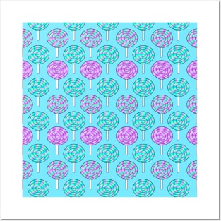 Pastel Lollipop Candy Pattern Posters and Art